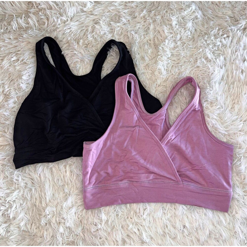 Kindred Bravely Davy Piper Nursing Bra Black/Purple XL Set of 2